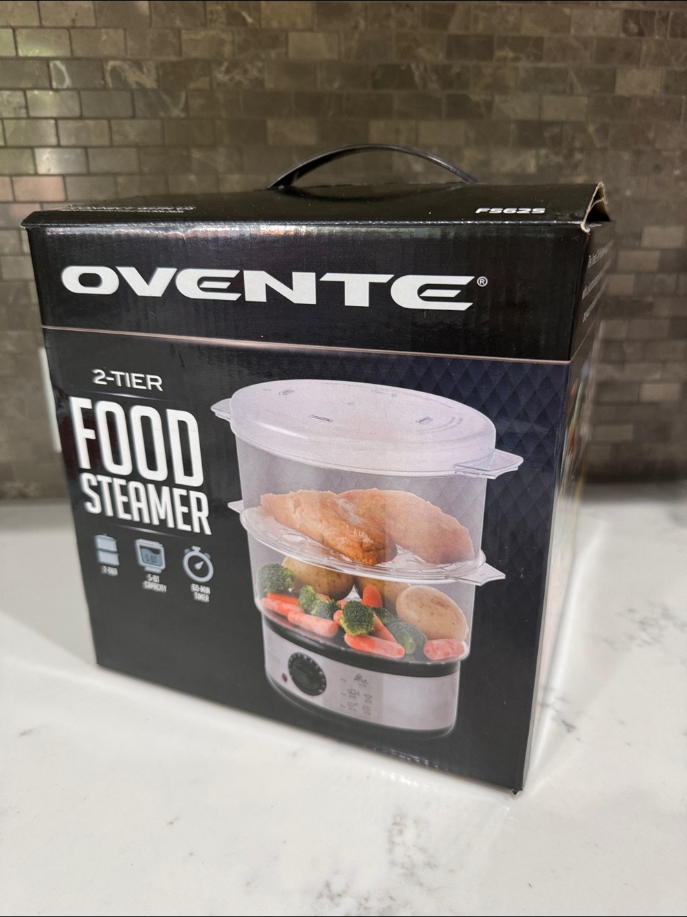 Ovente 2 tier food steamer 5qt with timer new in box